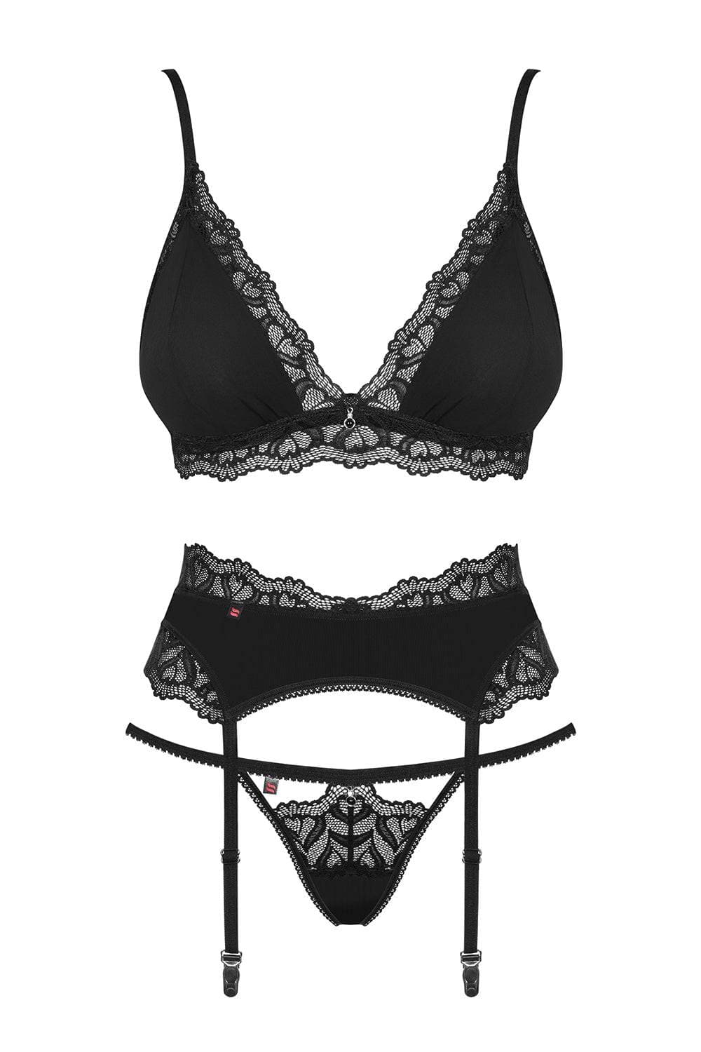 Obsessive Arisha Bra, Thong & Garter Belt, L-XL (UK 12-14) - Naughty Knickers