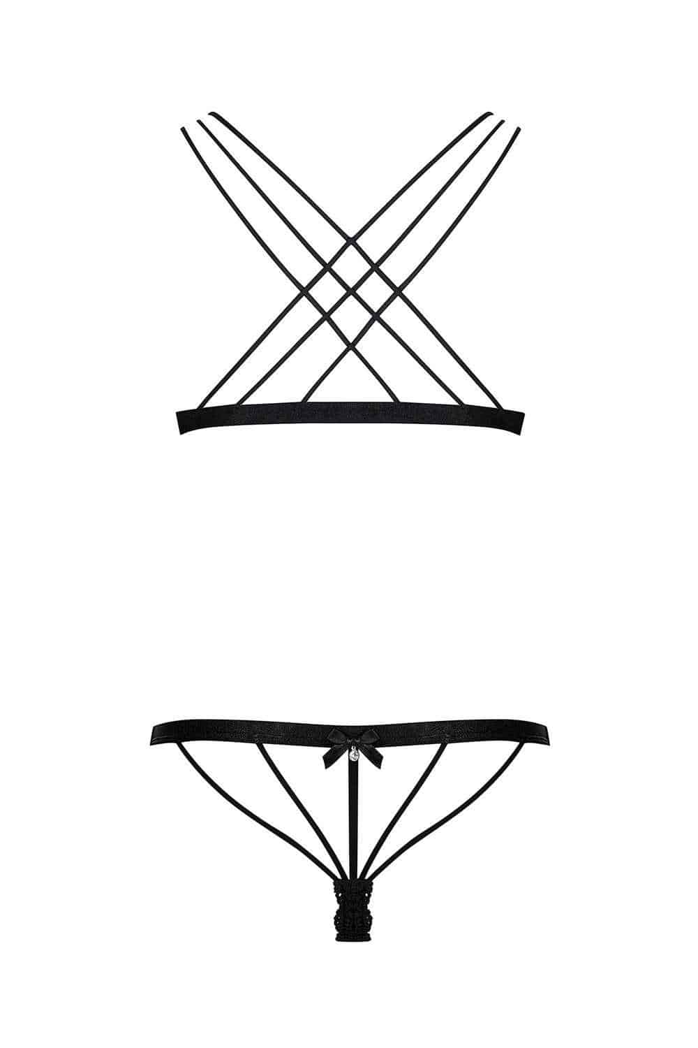 Obsessive Strappy Lace Bra & Thong, 854-SET-1-L-XL, 854-SET-1-S-M