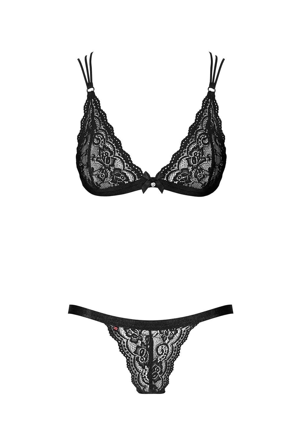 Obsessive Strappy Lace Bra & Thong, 854-SET-1-L-XL, 854-SET-1-S-M