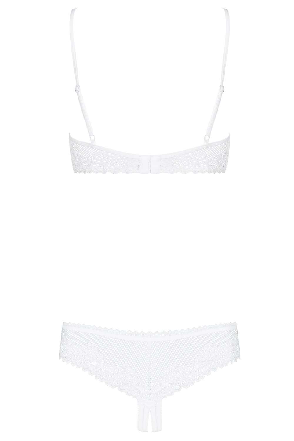Obsessive Alabastra Half Bra & Crotchless Thong - Naughty Knickers