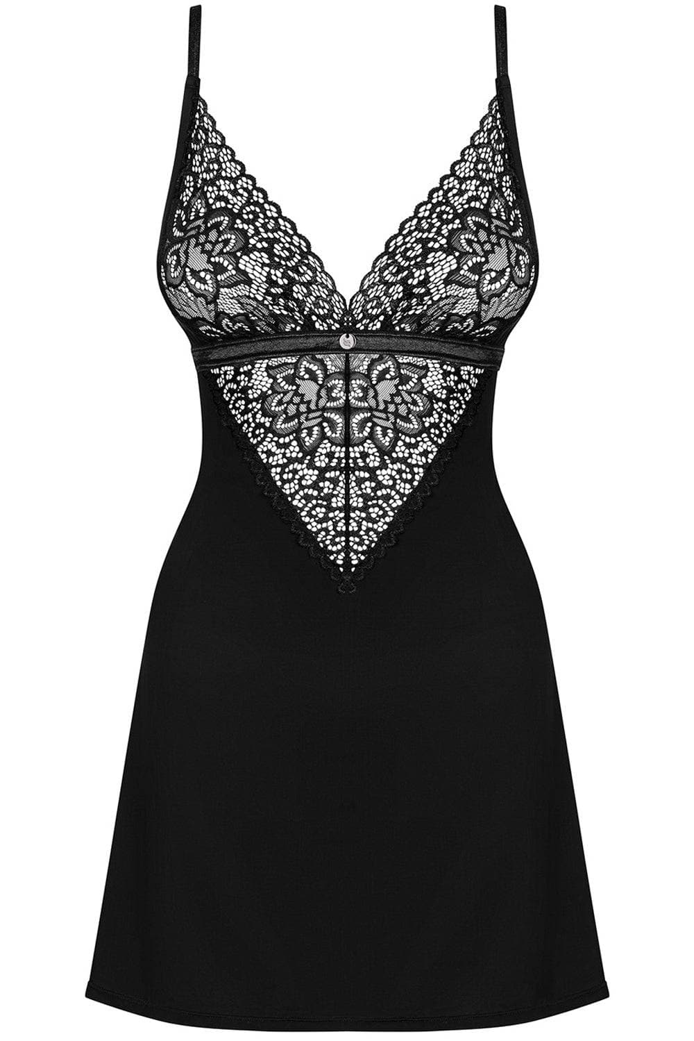 Obsessive Cecilla Black Chemise & Thong Set