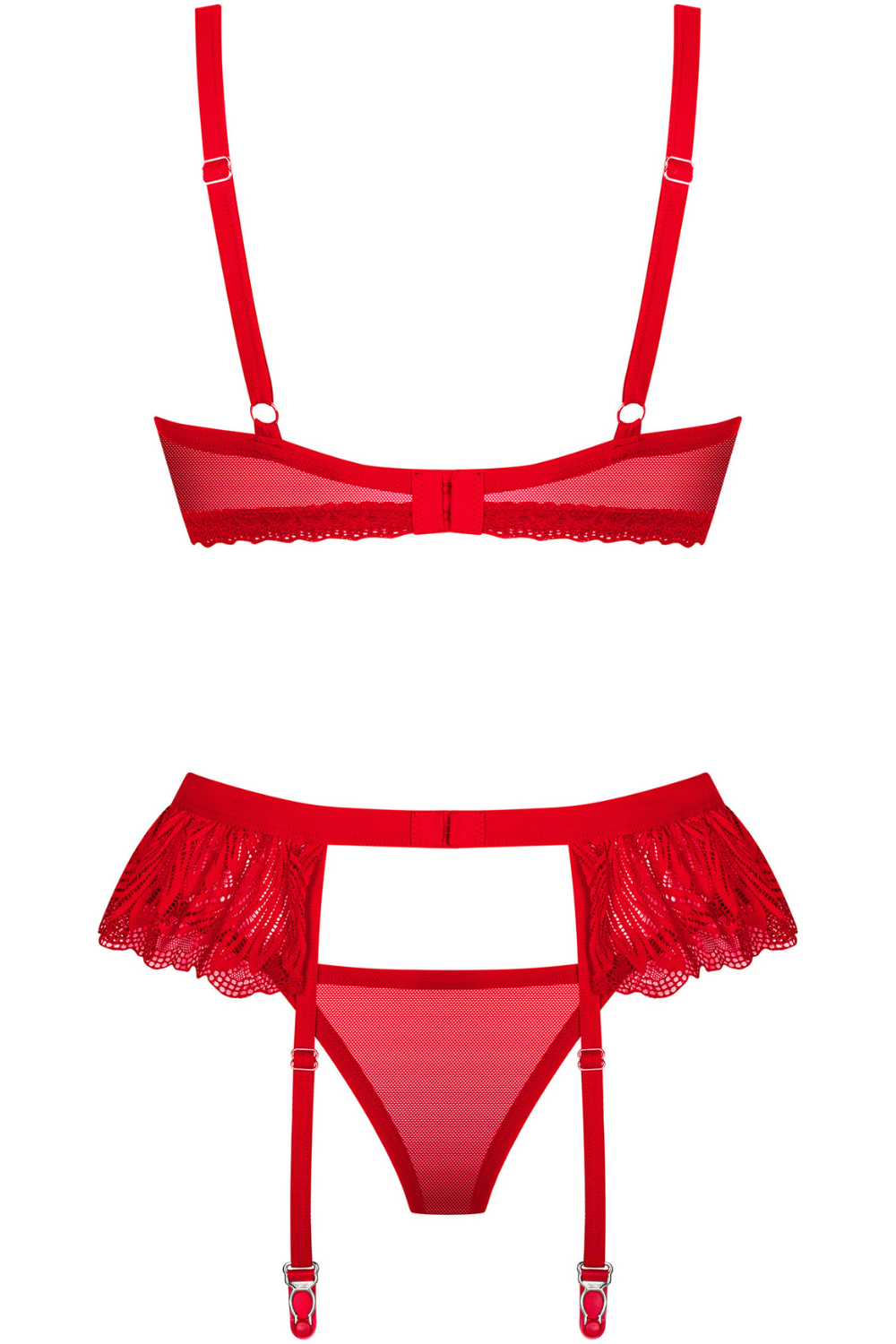 Obsessive Chilisa Bra, Thong & Suspender Red