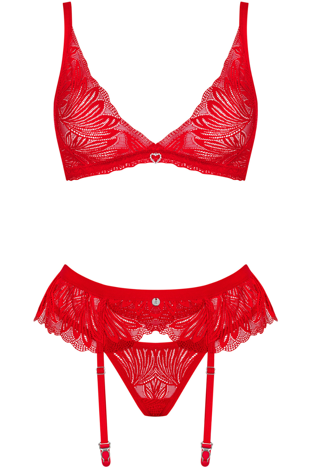 Obsessive Chilisa Bra, Thong & Suspender Red