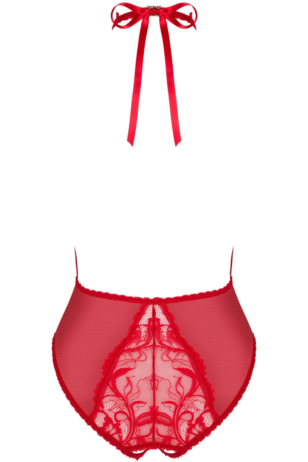 Obsessive Dagmarie Crotchless Halterneck Bodysuit Red