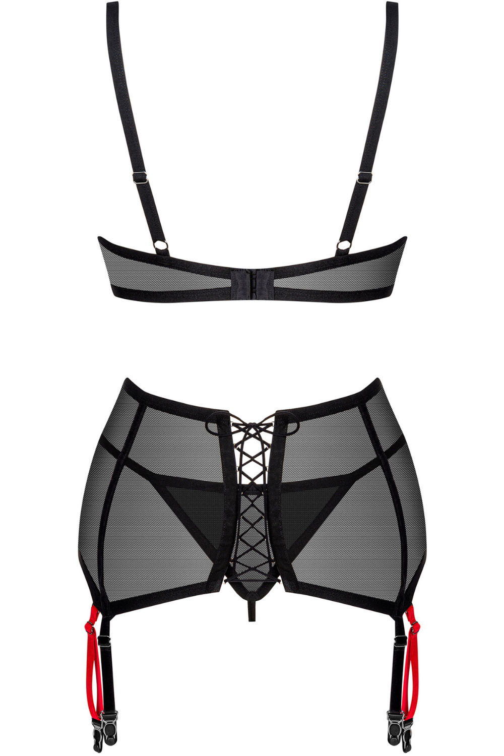 Obsessive Glandez Bra, Thong & Suspender Black