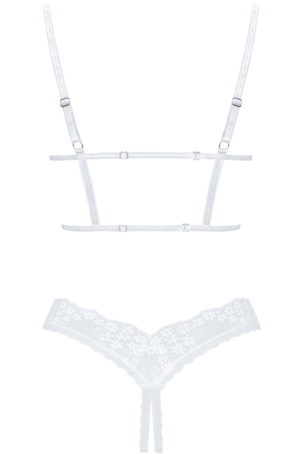 Obsessive Heavenlly Open Bra & Crotchless Thong Set White