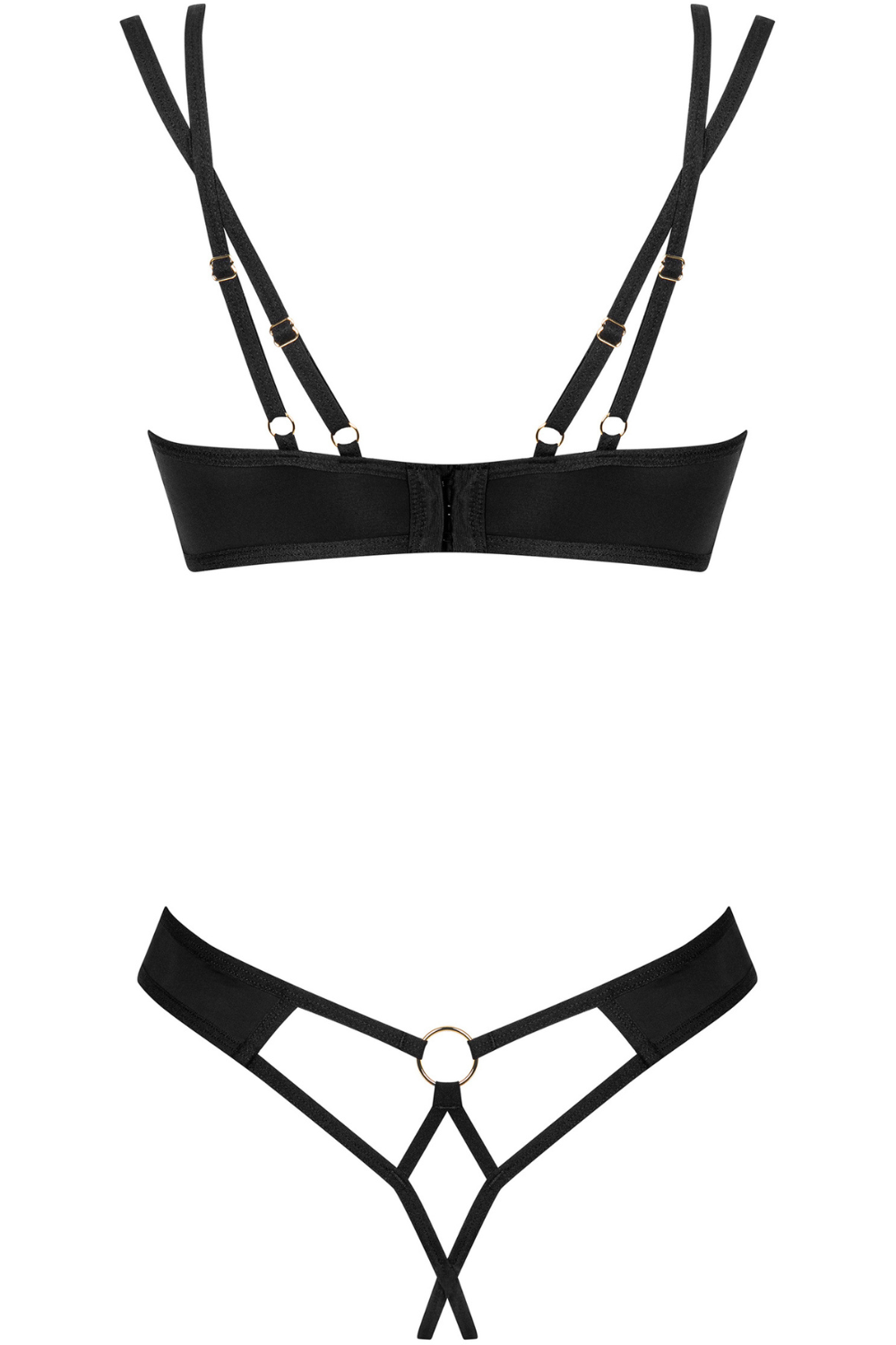 Obsessive Nesari Bra & Crotchless Thong Black