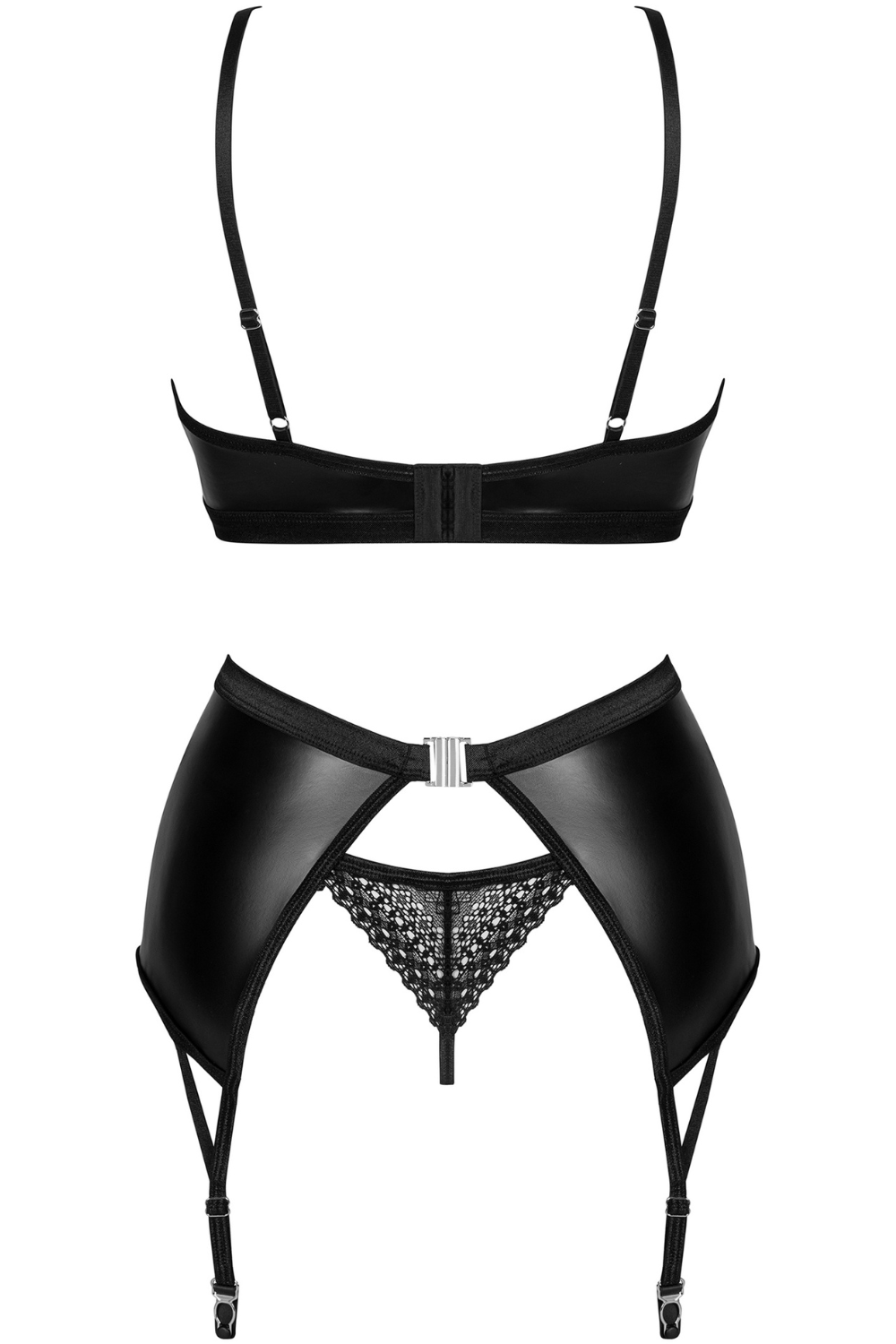 Obsessive Norides Bra, Thong & Suspender Black