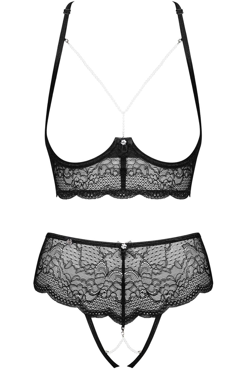 Obsessive Pearlove Cupless Bra & Crotchless Brief
