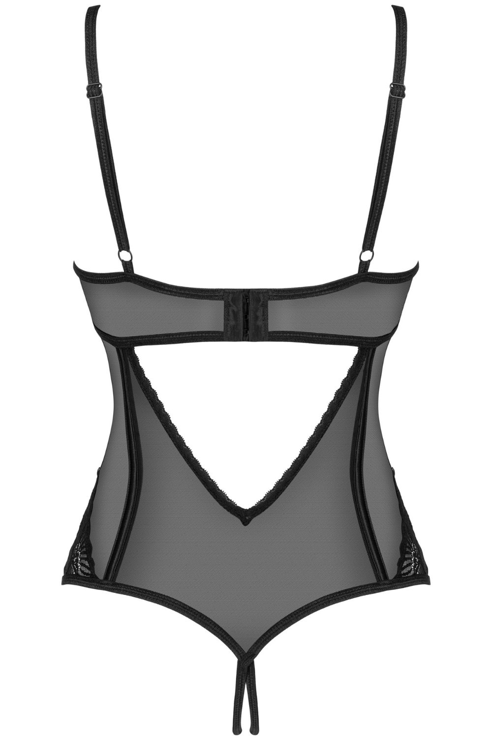 Obsessive Serena Love Underwired Crotchless Bodysuit Black