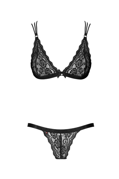 Obsessive Strappy Lace Bra & Thong, 854-SET-1-L-XL, 854-SET-1-S-M