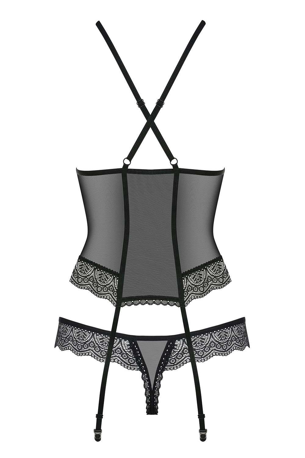 Obsessive Sheer Corset & Thong, 864-COR-1-L/XL, 864-COR-1-S/M