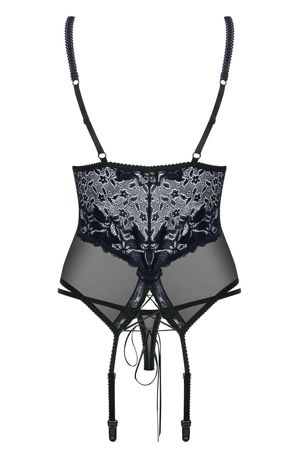 Obsessive Sheer Lace Corset & Thong, 866-COR-1-L/XL, 866-COR-1-S/M