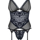 Obsessive Sheer Lace Corset & Thong, 866-COR-1-L/XL, 866-COR-1-S/M