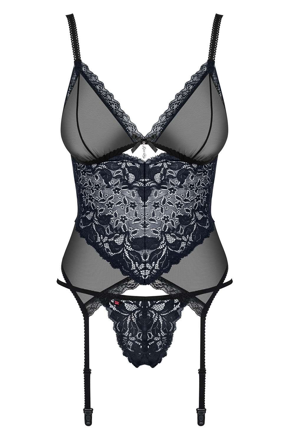 Obsessive Sheer Lace Corset & Thong, 866-COR-1-L/XL, 866-COR-1-S/M