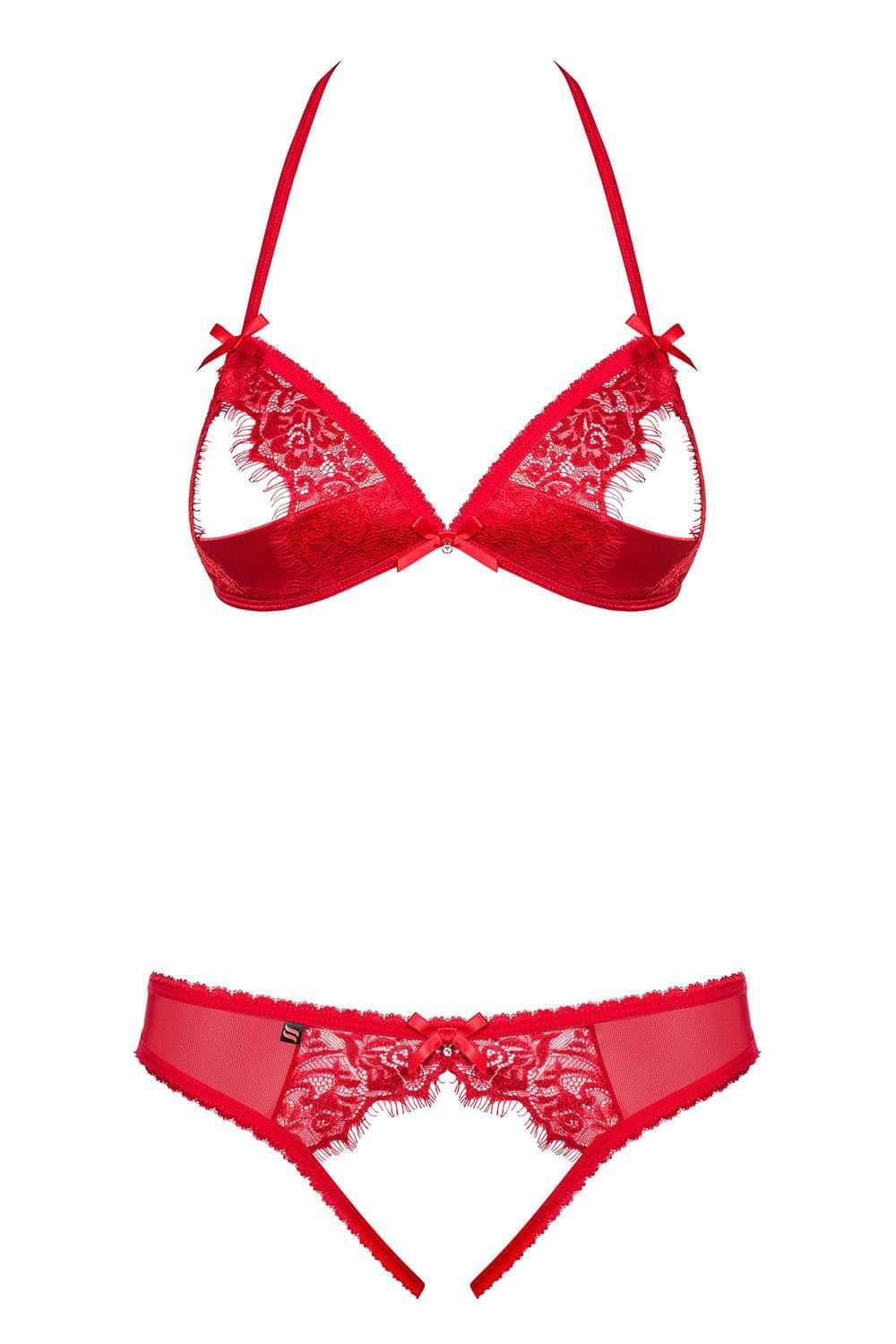 Obsessive Ouvert Bra & Crotchless Thong, 870-SEC-1-L/XL, 870-SEC-1-S/M