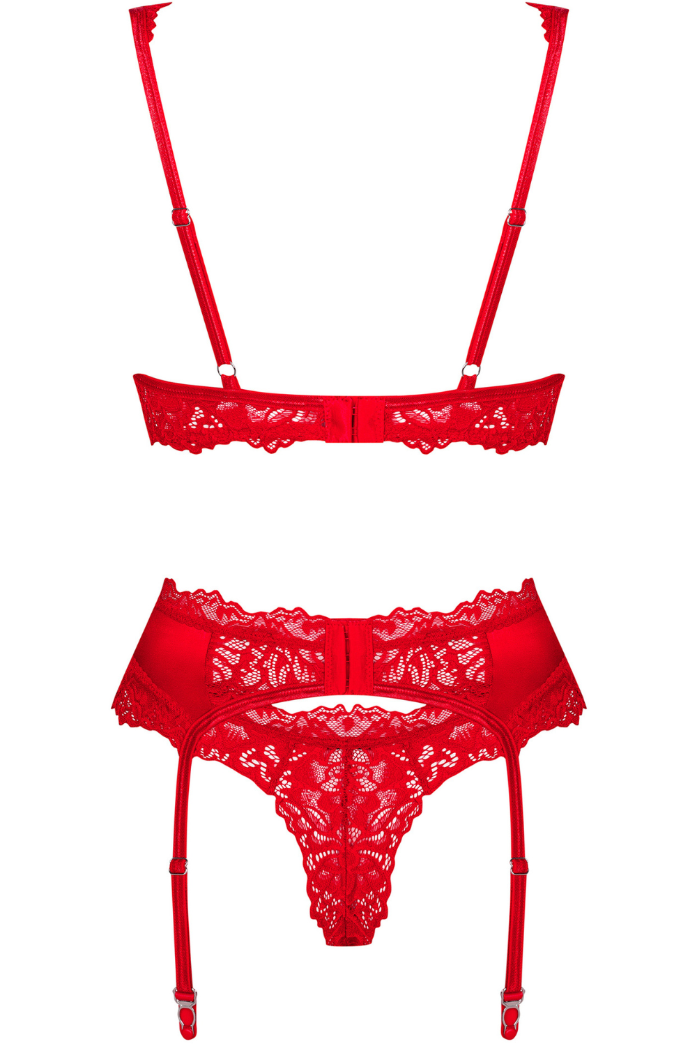 Obsessive Amor Cherris Bra, Thong & Suspender Red