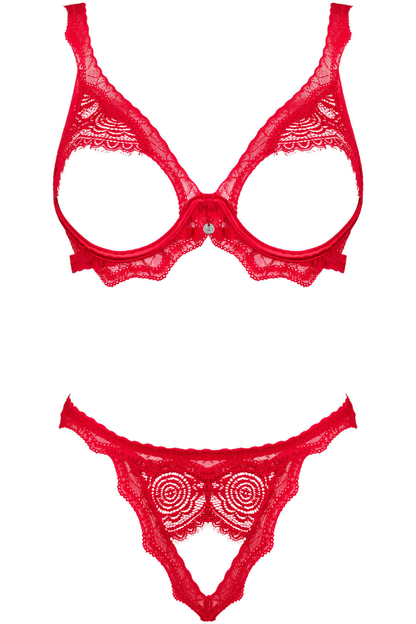 Obsessive Bergamore Open Bra & Thong Red