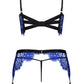 Obsessive Cobaltess Underwire Bra, Thong & Suspender Belt