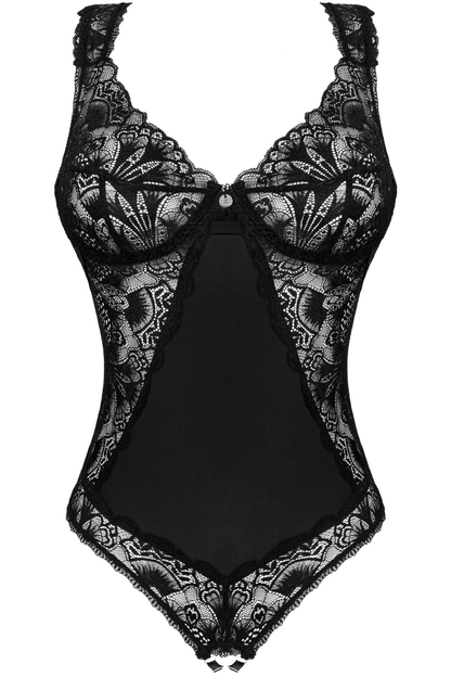 Obsessive Donna Dream Underwired Crotchless Bodysuit Black