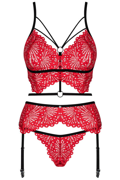 Obsessive Mettia Bra, Brief & Suspender