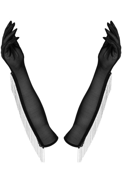 Obsessive Milladis Sheer Long Gloves Black