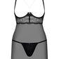 Obsessive Pearlove Black Cupless Chemise & Thong Set