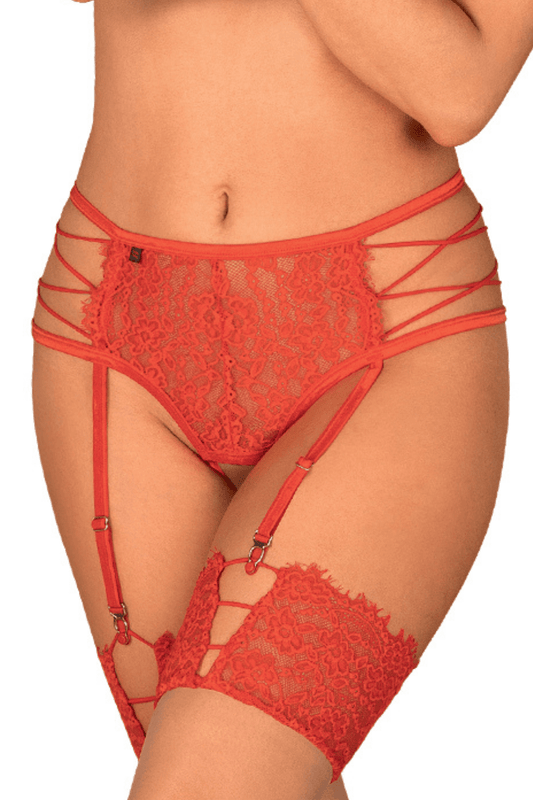 Obsessive Rediosa Crotchless Suspender Thong